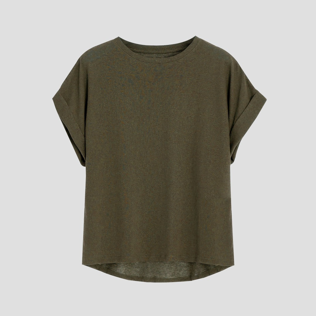 Mono Women's Cotton Linen Short Sleeve T-Shirt